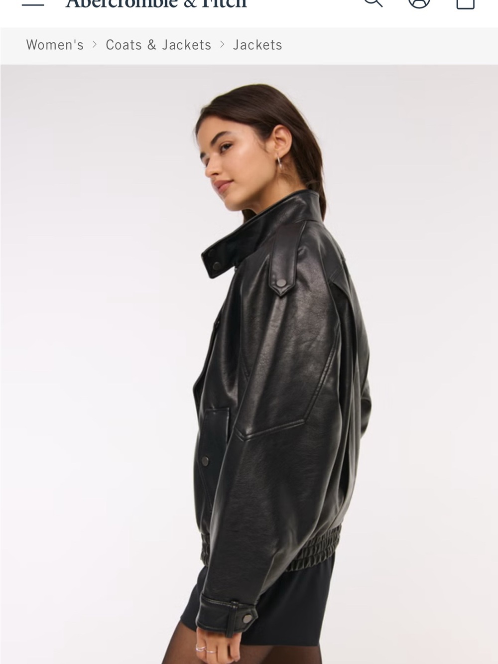 Abercrombie & Fitch Black Faux-Leather Moto Bomber Jacket - Picture 3 of 3